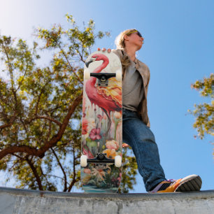 Skateboard Flamingo Tropical Fantasy Paradise Bloom