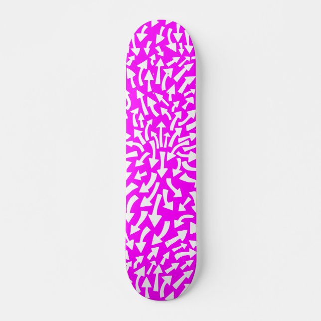 Skateboard Flechas - Blanco en magenta (Flashback de los 70) (Anverso )