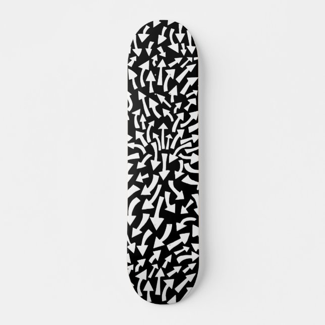 Skateboard Flechas - Blanco sobre negro (Flashback de los 70) (Anverso )