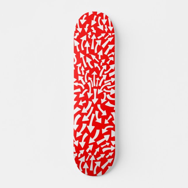 Skateboard Flechas - Blanco sobre rojo (Flashback de 70) (Anverso )