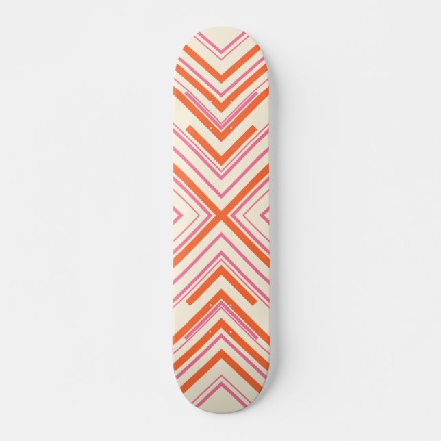 Skateboard Flechas en rosa, Naranja y crema (Anverso )