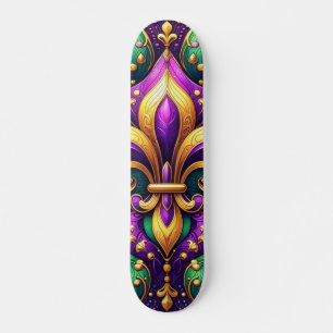 Skateboard fleur de lis mardi gras