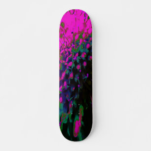 Skateboard Flor Abstracta Retro Rosa Caliente y Negra Trippy