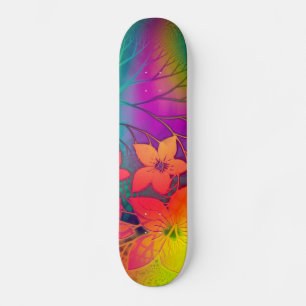 Skateboard Flor arcoiris