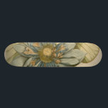 Skateboard Flor azul Lotus en un fondo tan simple con escritu<br><div class="desc">Una hermosa flor azul de loto en plena floración es el foco de esta pieza. El centro amarillo casi hipnotiza en su gloria. Añade un poco de elegancia a tu casa con esta impresión!</div>