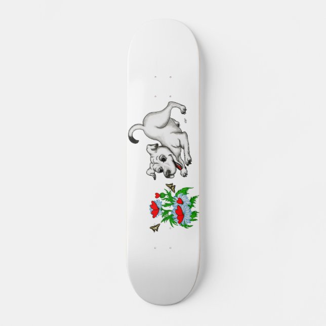 Skateboard Flor con corazón, pipa y mariposa (Anverso)