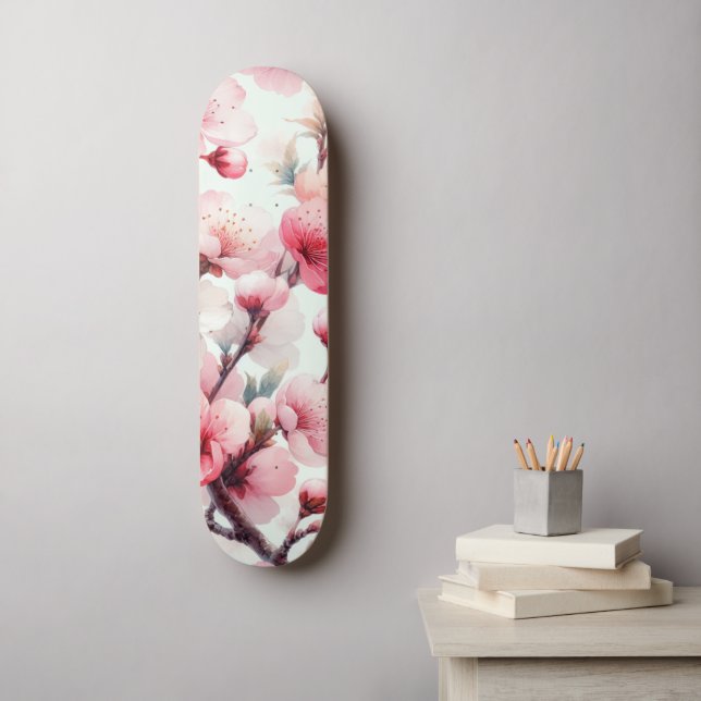 Skateboard Flor de Cerezo (Arte de la pared)