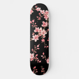 Skateboard Flor de cerezo japonés rosa pálido negro