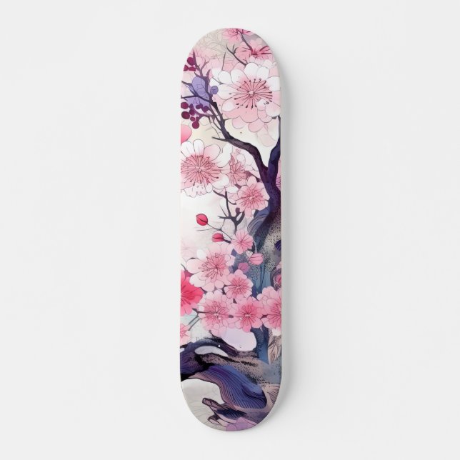 Skateboard Flor de cerezo japonesa (Anverso )