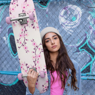 Skateboard Flor de cerezo rosa giratorio