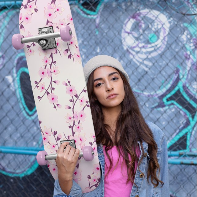 Skateboard Flor de cerezo rosa giratorio (Subido por el creador)