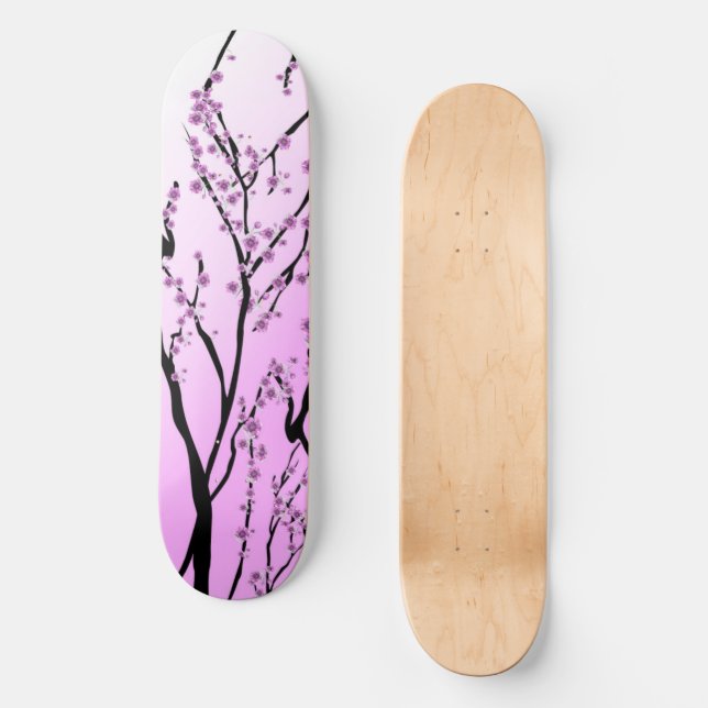 Skateboard Flor de cerezo rosa japonés (Anverso)