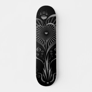 Skateboard Flor de corazón - Plata