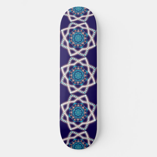 Skateboard Flor de estrella nocturna Mandala (Anverso)