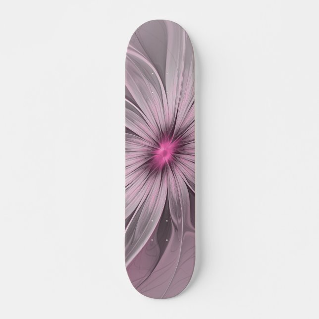 Skateboard Flor de fantasía Abstracto Plum Floral Fractal Art (Anverso )