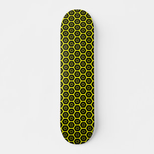 Skateboard Flor de Honeycomb - Negro y amarillo