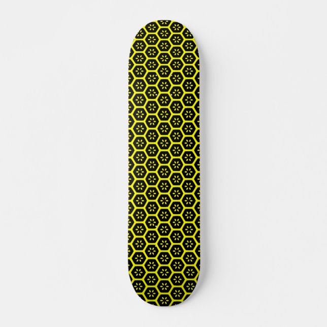 Skateboard Flor de Honeycomb - Negro y amarillo (Anverso )