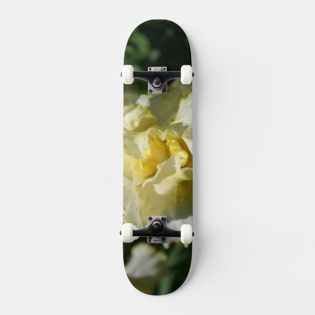 Skateboard Flor de iris amarillo claro blanco (Anverso)