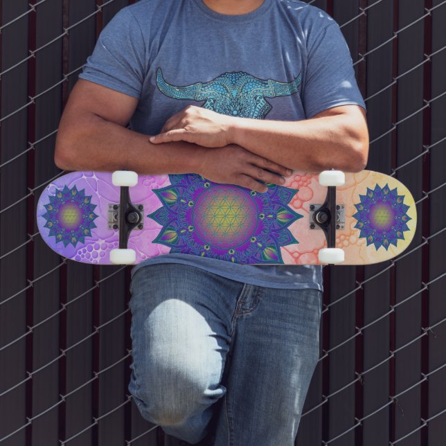 Skateboard Flor de la Vida - Mandala Hindú 3 (Exterior 3)