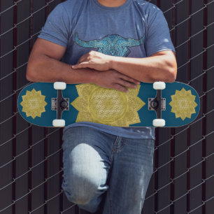Skateboard Flor de la Vida - Mandala Hindú 4