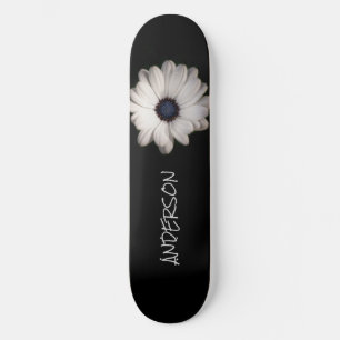 Skateboard Flor de margarita blanca negra