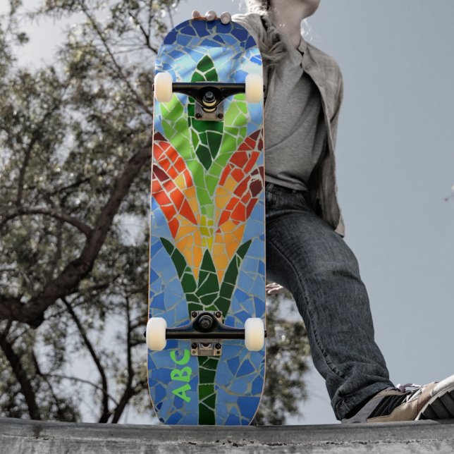 Skateboard Flor de mosaico multicolor (Subido por el creador)