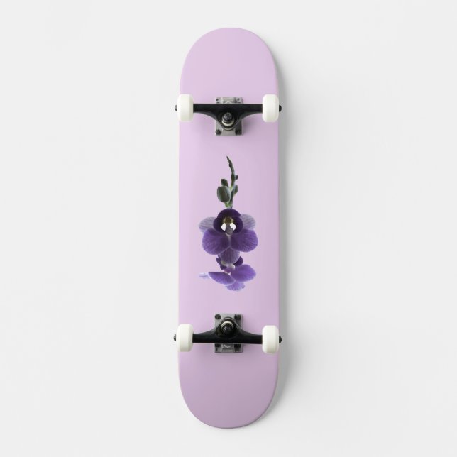 Skateboard Flor de orquídea púrpura, tabla de patinaje (Anverso)