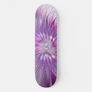 Skateboard Flor de pasión fractal abstracta rosa púrpura