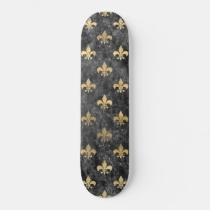 Skateboard Flor De Terciopelo Negro De Lis Mardi Gras Orleans