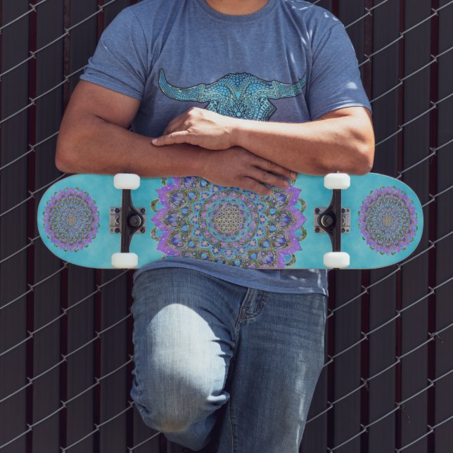 Skateboard Flor De Vida - Mandala Estilo India 2 (Exterior 3)