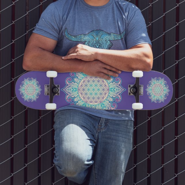 Skateboard Flor de vida - Mandala india 2 (Exterior 3)
