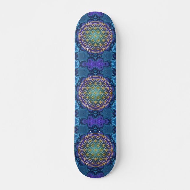 Skateboard Flor de vida - oro - fractal 1 (Anverso )