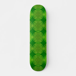 Skateboard Flor de vida - patrón de sello - verde