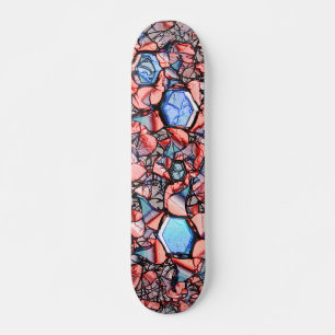 Skateboard Flor entalhada virtual nas cores azul e salmão