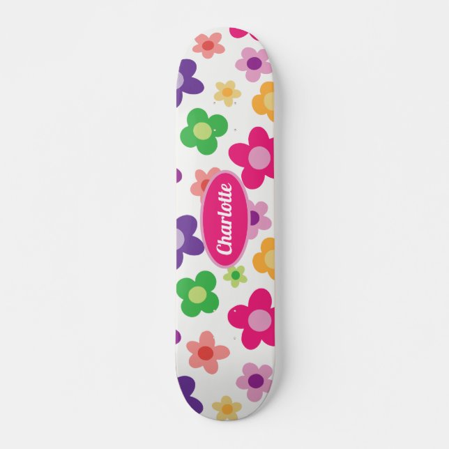 Skateboard Flor Floral Purple & PinkCustom (Anverso )
