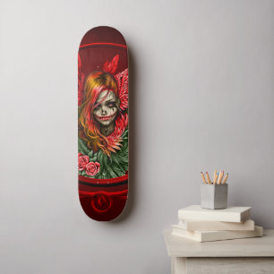 Skateboard Flor gótica, el ángel de las rosas.