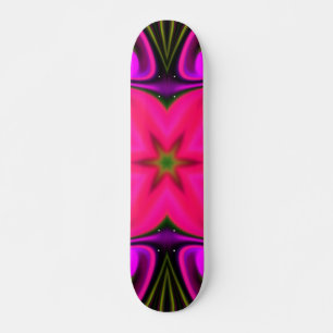 Skateboard Flor hippie psicodélica rosa y morada