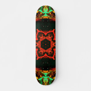 Skateboard Flor hippie psicodélica verde rojo y negro