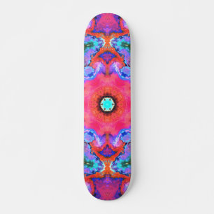 Skateboard Flor hippie rosa azul y Naranja psicodélica