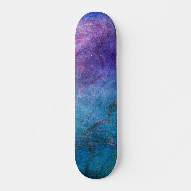 Skateboard Flor Lotus elegante y turquesa (Anverso )