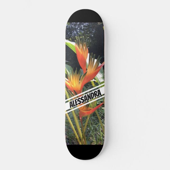 Skateboard Flor Naranja tropical (Anverso)