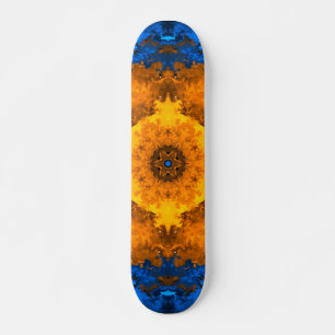 Skateboard Flor psicodélica Kaleidoscopo Amarilla y Azul
