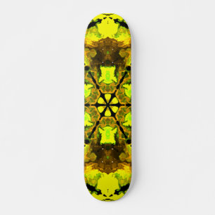 Skateboard Flor psicodélica Kaleidoscopo Amarilla y Verde