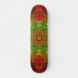 Skateboard Flor psicodélica Kaleidoscopo Verde y Rojo