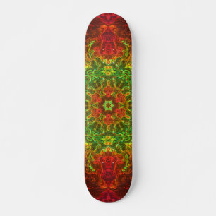 Skateboard Flor psicodélica Kaleidoscopo Verde y Rojo