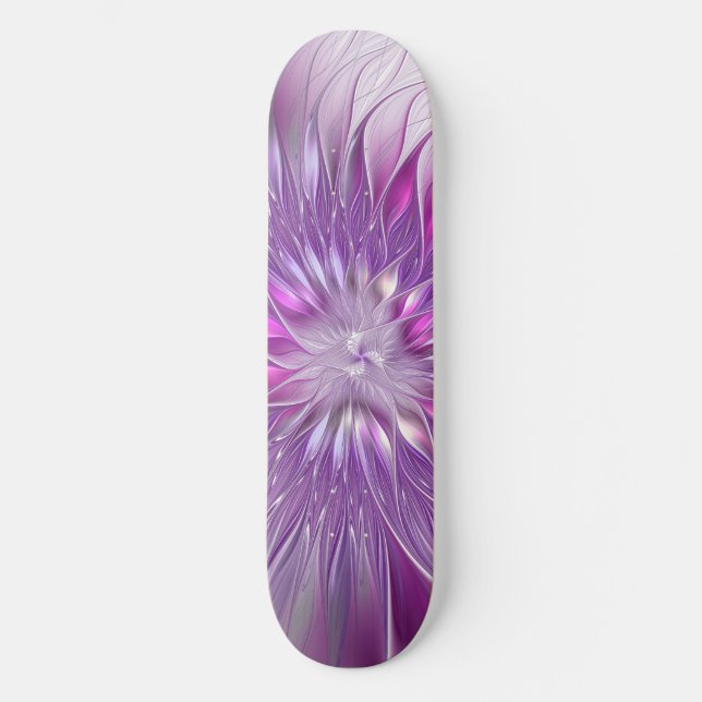 Skateboard Flor Púrpura Rosa Pasión Resumen Arte Fractal (Anverso)