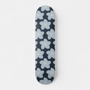 Skateboard Flor Retro Azul Claro y Azul Marino