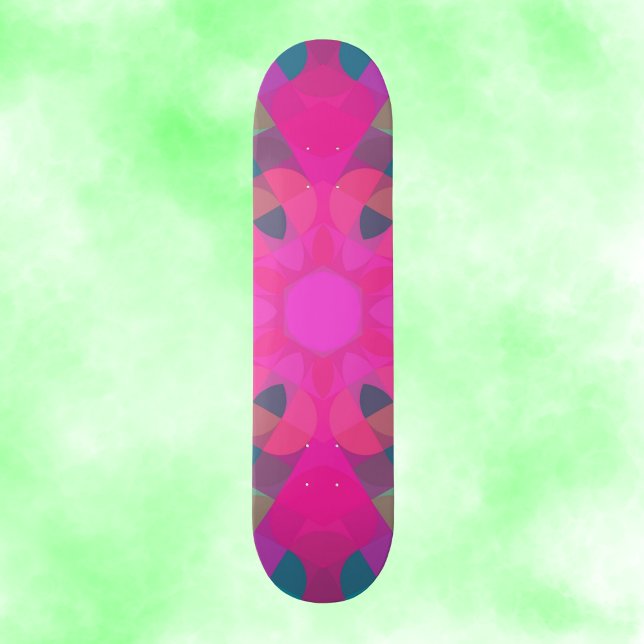 Skateboard Flor retro Mandala rosa y azul (Subido por el creador)