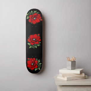 Skateboard Flor Roja