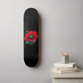Skateboard Flor Roja Linda